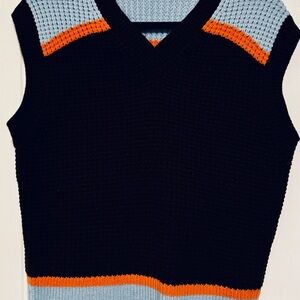 Marni x Uniqlo popcorn knitted sweater vest women’s blue and brown